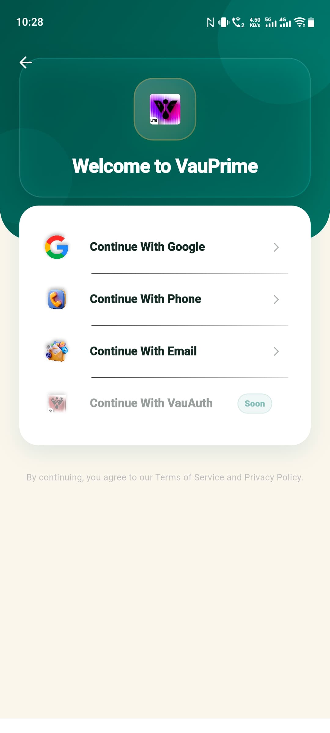 Auth Screen screenshot