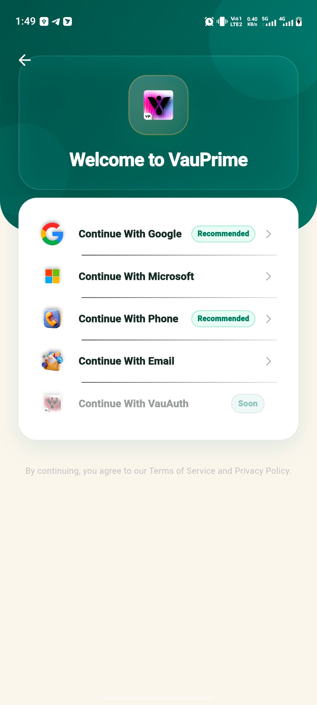 Auth Screen